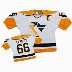 Premier CCM Adult Mario Lemieux White/ Throwback Jersey - NHL 66 Pittsburgh Penguins