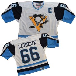 Authentic CCM Adult Mario Lemieux White/ Throwback Jersey - NHL 66 Pittsburgh Penguins