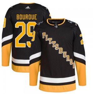 Authentic Adidas Youth Phil Bourque Black 2021/22 Alternate Primegreen Pro Player Jersey - NHL Pittsburgh Penguins