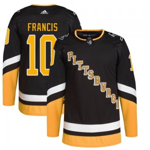 Authentic Adidas Youth Ron Francis Black 2021/22 Alternate Primegreen Pro Player Jersey - NHL Pittsburgh Penguins