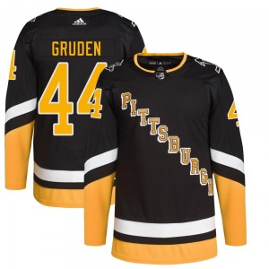 Authentic Adidas Youth Jonathan Gruden Black 2021/22 Alternate Primegreen Pro Player Jersey - NHL Pittsburgh Penguins