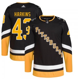 Authentic Adidas Youth Jansen Harkins Black 2021/22 Alternate Primegreen Pro Player Jersey - NHL Pittsburgh Penguins