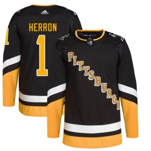 Authentic Adidas Youth Denis Herron Black 2021/22 Alternate Primegreen Pro Player Jersey - NHL Pittsburgh Penguins