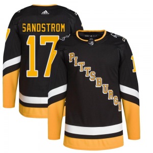 Authentic Adidas Youth Tomas Sandstrom Black 2021/22 Alternate Primegreen Pro Player Jersey - NHL Pittsburgh Penguins