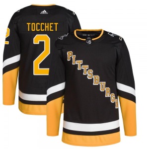 Authentic Adidas Youth Rick Tocchet Black 2021/22 Alternate Primegreen Pro Player Jersey - NHL Pittsburgh Penguins