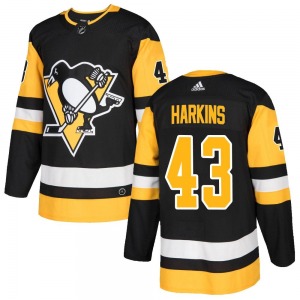 Authentic Adidas Youth Jansen Harkins Black Home Jersey - NHL Pittsburgh Penguins