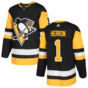 Authentic Adidas Youth Denis Herron Black Home Jersey - NHL Pittsburgh Penguins