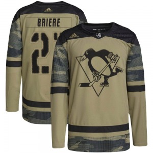 Authentic Adidas Youth Michel Briere Camo Military Appreciation Practice Jersey - NHL Pittsburgh Penguins