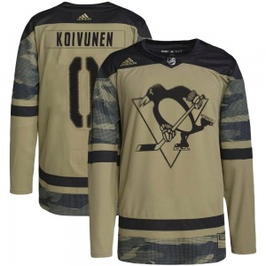 Authentic Adidas Youth Ville Koivunen Camo Military Appreciation Practice Jersey - NHL Pittsburgh Penguins