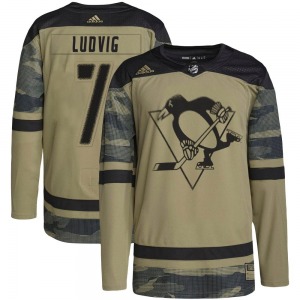 Authentic Adidas Youth John Ludvig Camo Military Appreciation Practice Jersey - NHL Pittsburgh Penguins
