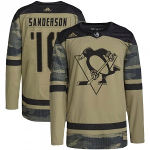 Authentic Adidas Youth Derek Sanderson Camo Military Appreciation Practice Jersey - NHL Pittsburgh Penguins