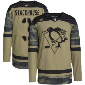 Authentic Adidas Youth Ron Stackhouse Camo Military Appreciation Practice Jersey - NHL Pittsburgh Penguins