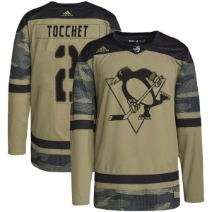 Authentic Adidas Youth Rick Tocchet Camo Military Appreciation Practice Jersey - NHL Pittsburgh Penguins
