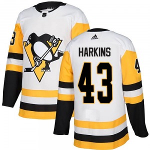 Authentic Adidas Youth Jansen Harkins White Away Jersey - NHL Pittsburgh Penguins