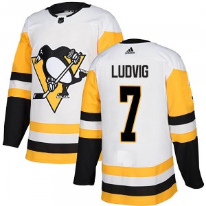 Authentic Adidas Youth John Ludvig White Away Jersey - NHL Pittsburgh Penguins