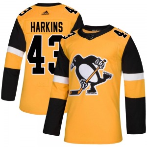 Authentic Adidas Youth Jansen Harkins Gold Alternate Jersey - NHL Pittsburgh Penguins