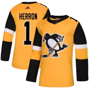 Authentic Adidas Youth Denis Herron Gold Alternate Jersey - NHL Pittsburgh Penguins