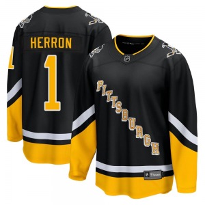 Premier Fanatics Branded Youth Denis Herron Black 2021/22 Alternate Breakaway Player Jersey - NHL Pittsburgh Penguins