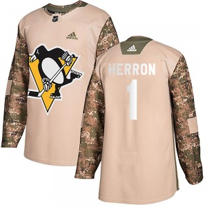Authentic Adidas Youth Denis Herron Camo Veterans Day Practice Jersey - NHL Pittsburgh Penguins