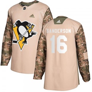 Authentic Adidas Youth Derek Sanderson Camo Veterans Day Practice Jersey - NHL Pittsburgh Penguins