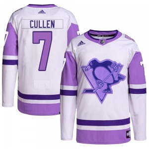 Authentic Adidas Youth Matt Cullen White/Purple Hockey Fights Cancer Primegreen Jersey - NHL Pittsburgh Penguins