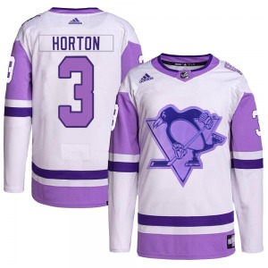 Authentic Adidas Youth Tim Horton White/Purple Hockey Fights Cancer Primegreen Jersey - NHL Pittsburgh Penguins