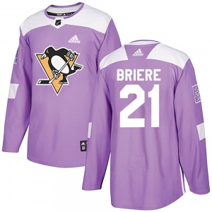 Authentic Adidas Youth Michel Briere Purple Fights Cancer Practice Jersey - NHL Pittsburgh Penguins