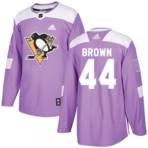 Authentic Adidas Youth Rob Brown Purple Fights Cancer Practice Jersey - NHL Pittsburgh Penguins