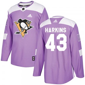 Authentic Adidas Youth Jansen Harkins Purple Fights Cancer Practice Jersey - NHL Pittsburgh Penguins