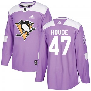 Authentic Adidas Youth Samuel Houde Purple Fights Cancer Practice Jersey - NHL Pittsburgh Penguins
