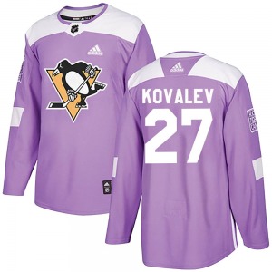 Authentic Adidas Youth Alex Kovalev Purple Fights Cancer Practice Jersey - NHL Pittsburgh Penguins