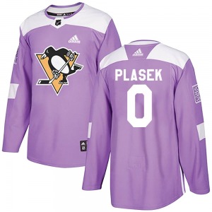 Authentic Adidas Youth Karel Plasek Purple Fights Cancer Practice Jersey - NHL Pittsburgh Penguins