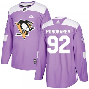 Authentic Adidas Youth Vasily Ponomarev Purple Fights Cancer Practice Jersey - NHL Pittsburgh Penguins