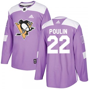 Authentic Adidas Youth Sam Poulin Purple Fights Cancer Practice Jersey - NHL Pittsburgh Penguins