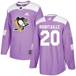 Authentic Adidas Youth Luc Robitaille Purple Fights Cancer Practice Jersey - NHL Pittsburgh Penguins