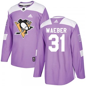 Authentic Adidas Youth Ludovic Waeber Purple Fights Cancer Practice Jersey - NHL Pittsburgh Penguins