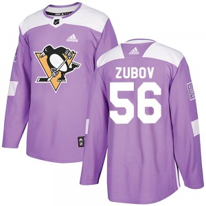 Authentic Adidas Youth Sergei Zubov Purple Fights Cancer Practice Jersey - NHL Pittsburgh Penguins