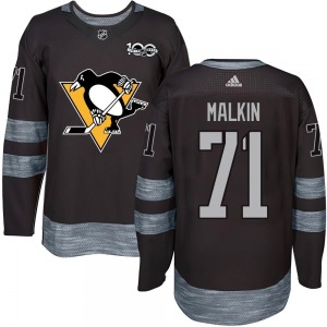 Authentic Adult Evgeni Malkin Black 1917-2017 100th Anniversary Jersey - NHL Pittsburgh Penguins