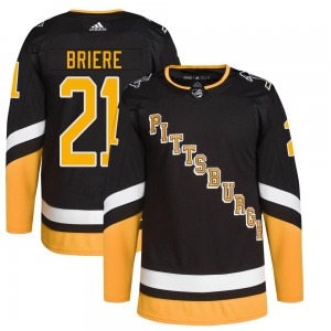 Authentic Adidas Youth Michel Briere Black 2021/22 Alternate Primegreen Pro Player Jersey - NHL Pittsburgh Penguins