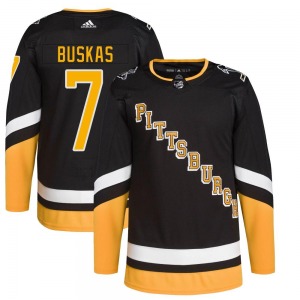 Authentic Adidas Youth Rod Buskas Black 2021/22 Alternate Primegreen Pro Player Jersey - NHL Pittsburgh Penguins