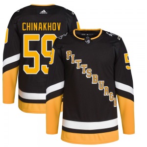 Authentic Adidas Youth Egor Chinakhov Black 2021/22 Alternate Primegreen Pro Player Jersey - NHL Pittsburgh Penguins