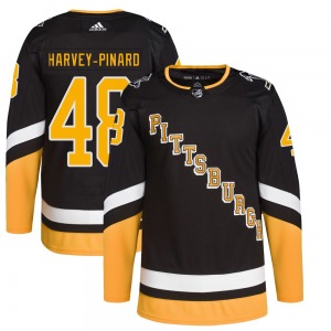 Authentic Adidas Youth Rafael Harvey-Pinard Black 2021/22 Alternate Primegreen Pro Player Jersey - NHL Pittsburgh Penguins