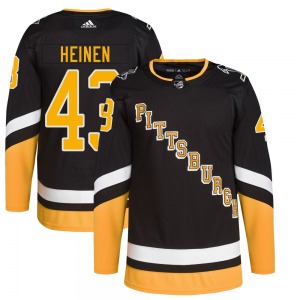 Authentic Adidas Youth Danton Heinen Black 2021/22 Alternate Primegreen Pro Player Jersey - NHL Pittsburgh Penguins