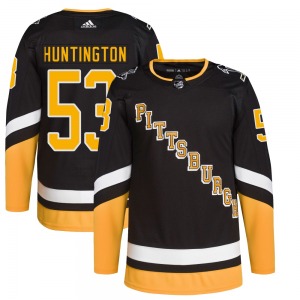 Authentic Adidas Youth Jimmy Huntington Black 2021/22 Alternate Primegreen Pro Player Jersey - NHL Pittsburgh Penguins