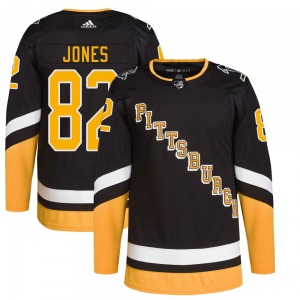 Authentic Adidas Youth Caleb Jones Black 2021/22 Alternate Primegreen Pro Player Jersey - NHL Pittsburgh Penguins