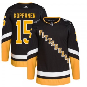 Authentic Adidas Youth Joona Koppanen Black 2021/22 Alternate Primegreen Pro Player Jersey - NHL Pittsburgh Penguins