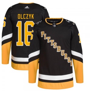 Authentic Adidas Youth Ed Olczyk Black 2021/22 Alternate Primegreen Pro Player Jersey - NHL Pittsburgh Penguins