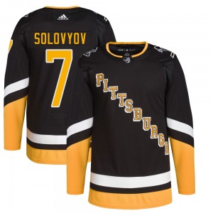Authentic Adidas Youth Ilya Solovyov Black 2021/22 Alternate Primegreen Pro Player Jersey - NHL Pittsburgh Penguins
