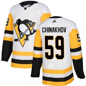 Authentic Adidas Youth Egor Chinakhov White Away Jersey - NHL Pittsburgh Penguins