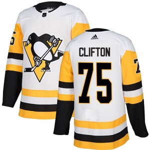 Authentic Adidas Youth Connor Clifton White Away Jersey - NHL Pittsburgh Penguins